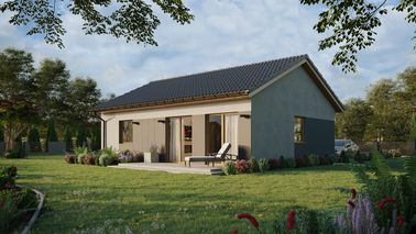 ERDOL 1 XL - Version Links (Wohnzimmer auf der linken Seite) - Satteldach ohne Dachgeschoss - Dachneigung 25 Grad - keine Dachfenster - Standard - Styropor, Netz, Kleber - Winchester - Ohne